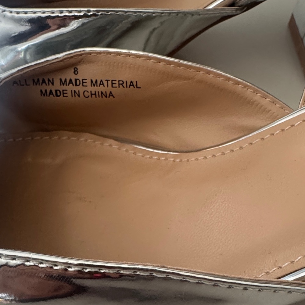 Lulu's Silver Block Heel Slingback Shoes - Picture 4 of 5
